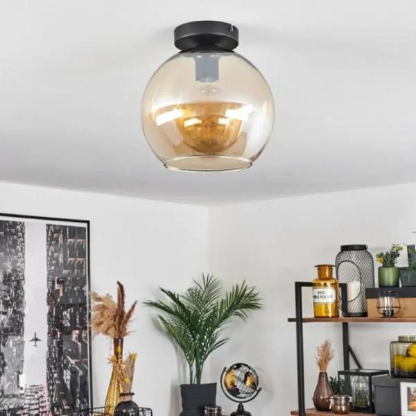 hofstein Plafonnier Verre 25 cm Koyoto Ambre, 1 lumière* Lampes En Verre