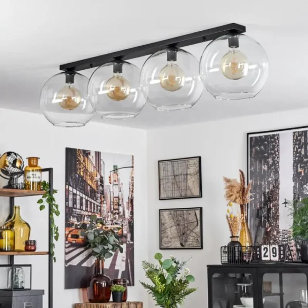 hofstein Plafonnier Verre 30 cm Koyoto Clair, 4 lumières* Lampes En Verre