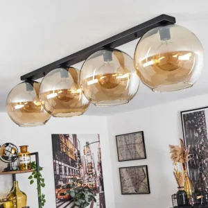 hofstein Plafonnier Verre 30 cm Koyoto Ambre, 4 lumières* Lampes En Verre