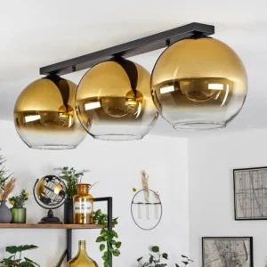hofstein Plafonnier Verre 30 cm Koyoto Or, Clair, 3 lumières* Lampes En Verre