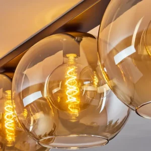 hofstein Plafonnier Verre 30 cm Koyoto Ambre, 4 lumières* Lampes En Verre