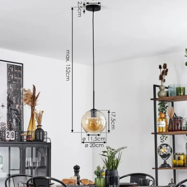 hofstein Plafonnier Verre 20 cm Koyoto Ambre, 1 lumière* Lampes En Verre