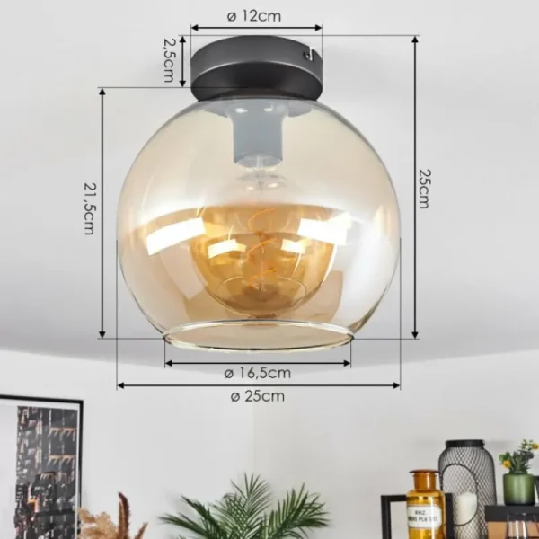 hofstein Plafonnier Verre 25 cm Koyoto Ambre, 1 lumière* Lampes En Verre