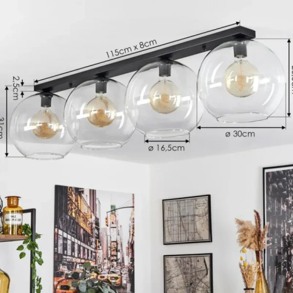 hofstein Plafonnier Verre 30 cm Koyoto Clair, 4 lumières* Lampes En Verre