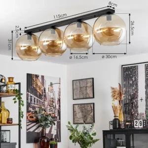 hofstein Plafonnier Verre 30 cm Koyoto Ambre, 4 lumières* Lampes En Verre