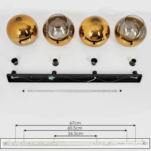 hofstein Plafonnier Verre 25 cm Koyoto Or, Clair, 4 lumières* Lampes En Verre