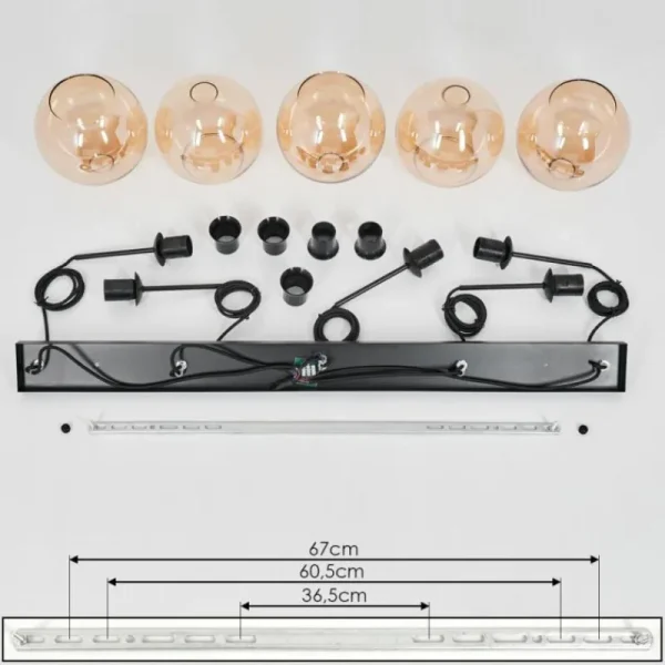 hofstein Plafonnier Verre 20 cm Koyoto Ambre, 5 lumières* Lampes En Verre