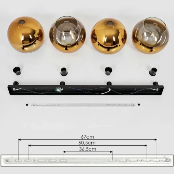 hofstein Plafonnier Verre 30 cm Koyoto Or, Clair, 4 lumières* Lampes En Verre