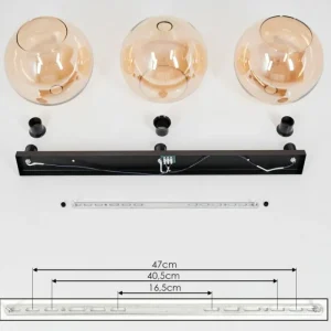 hofstein Plafonnier Verre 30 cm Koyoto Ambre, 3 lumières* Lampes En Verre