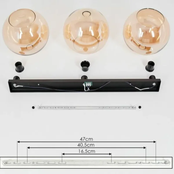 hofstein Plafonnier Verre 30 cm Koyoto Ambre, 3 lumières* Lampes En Verre