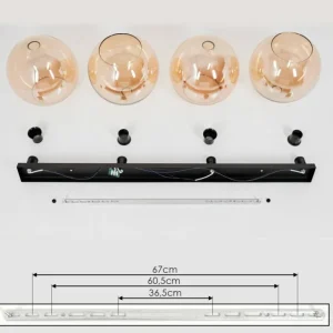 hofstein Plafonnier Verre 30 cm Koyoto Ambre, 4 lumières* Lampes En Verre