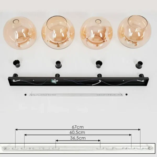 hofstein Plafonnier Verre 30 cm Koyoto Ambre, 4 lumières* Lampes En Verre