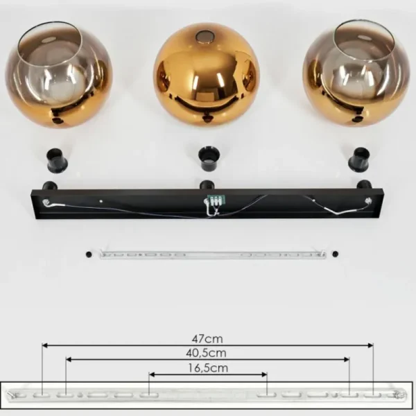 hofstein Plafonnier Verre 30 cm Koyoto Or, Clair, 3 lumières* Lampes En Verre
