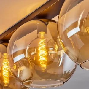 hofstein Plafonnier Verre 30 cm Koyoto Ambre, 3 lumières* Lampes En Verre