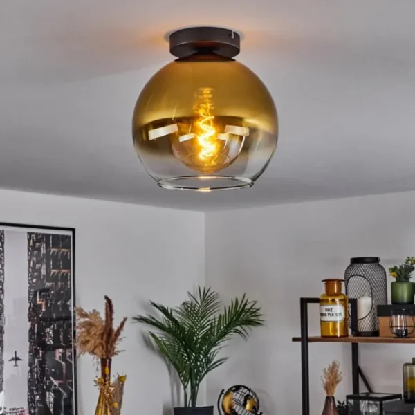 hofstein Plafonnier Verre 25 cm Koyoto Or, Clair, 1 lumière* Lampes En Verre