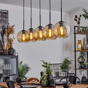 hofstein Plafonnier Verre 20 cm Koyoto Ambre, 5 lumières* Lampes En Verre