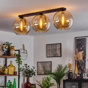 hofstein Plafonnier Verre 30 cm Koyoto Ambre, 3 lumières* Lampes En Verre