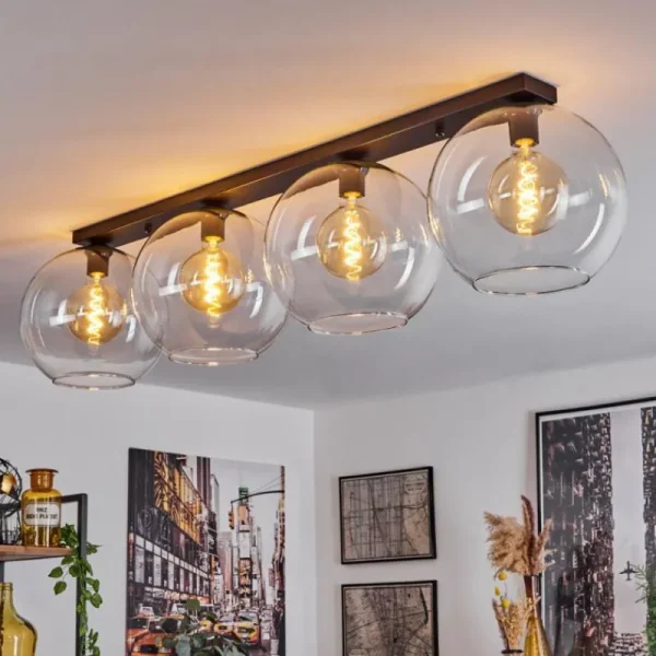 hofstein Plafonnier Verre 30 cm Koyoto Clair, 4 lumières* Lampes En Verre
