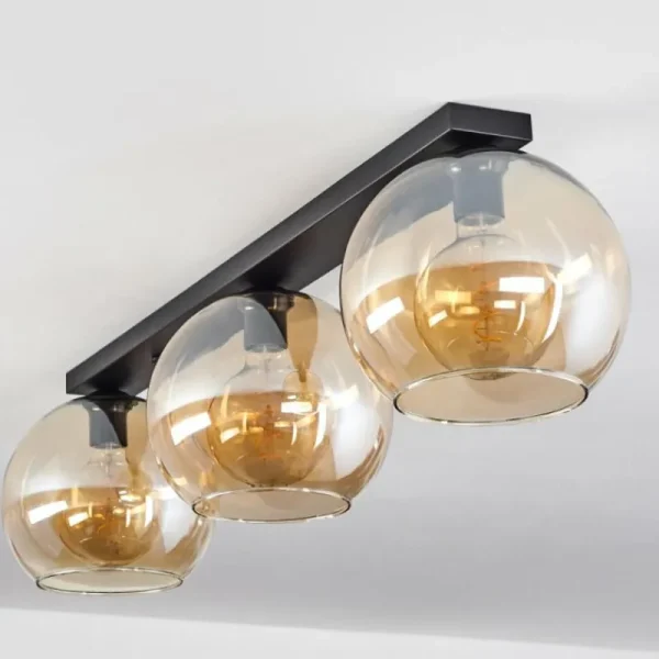 hofstein Plafonnier Verre 25 cm Koyoto Ambre, 3 lumières* Lampes En Verre