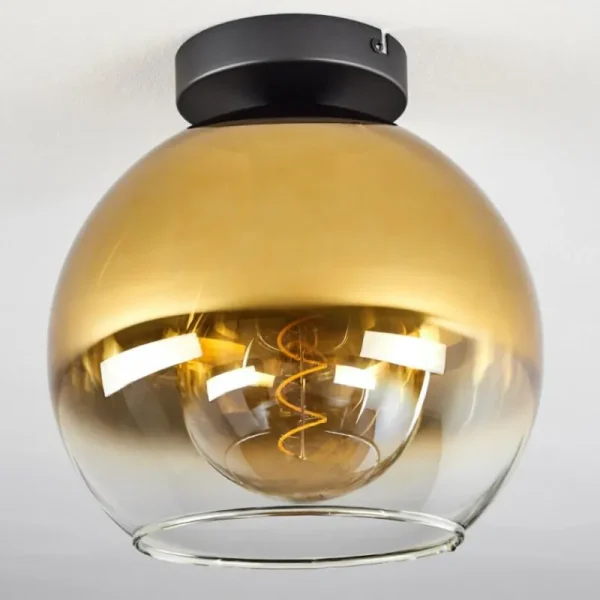 hofstein Plafonnier Verre 25 cm Koyoto Or, Clair, 1 lumière* Lampes En Verre
