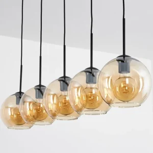 hofstein Plafonnier Verre 20 cm Koyoto Ambre, 5 lumières* Lampes En Verre