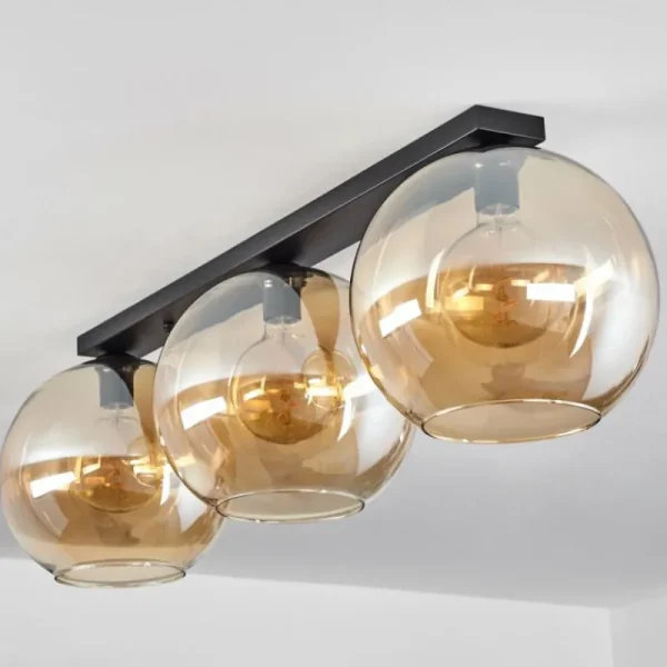 hofstein Plafonnier Verre 30 cm Koyoto Ambre, 3 lumières* Lampes En Verre