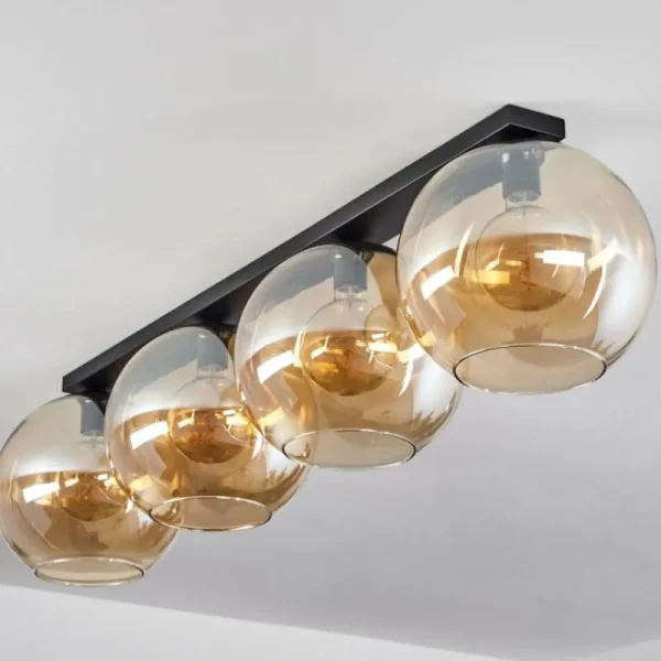 hofstein Plafonnier Verre 30 cm Koyoto Ambre, 4 lumières* Lampes En Verre