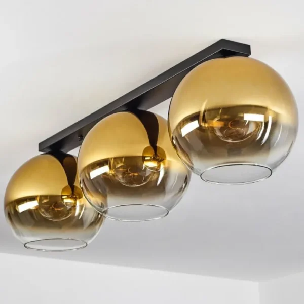 hofstein Plafonnier Verre 30 cm Koyoto Or, Clair, 3 lumières* Lampes En Verre