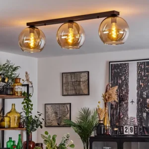 hofstein Plafonnier Verre 25 cm Koyoto Ambre, 3 lumières* Lampes En Verre