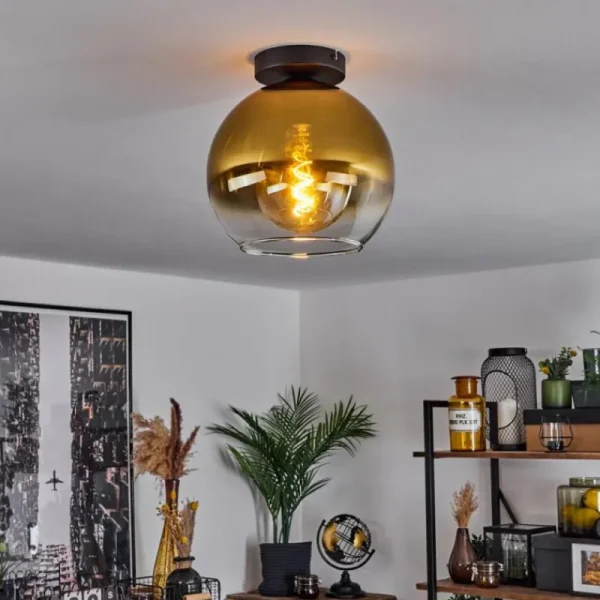 hofstein Plafonnier Verre 25 cm Koyoto Or, Clair, 1 lumière* Lampes En Verre