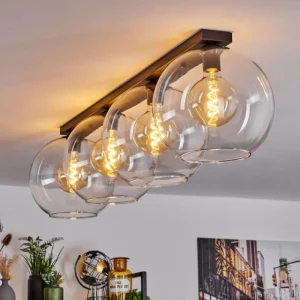 hofstein Plafonnier Verre 30 cm Koyoto Clair, 4 lumières* Lampes En Verre