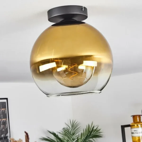 hofstein Plafonnier Verre 25 cm Koyoto Or, Clair, 1 lumière* Lampes En Verre