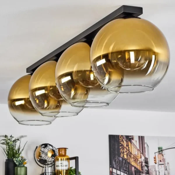 hofstein Plafonnier Verre 30 cm Koyoto Or, Clair, 4 lumières* Lampes En Verre
