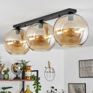 hofstein Plafonnier Verre 30 cm Koyoto Ambre, 3 lumières* Lampes En Verre