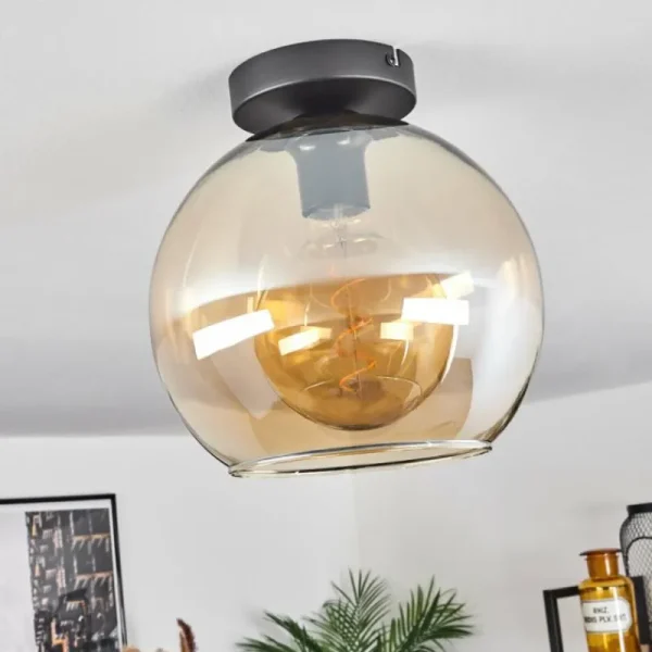 hofstein Plafonnier Verre 25 cm Koyoto Ambre, 1 lumière* Lampes En Verre