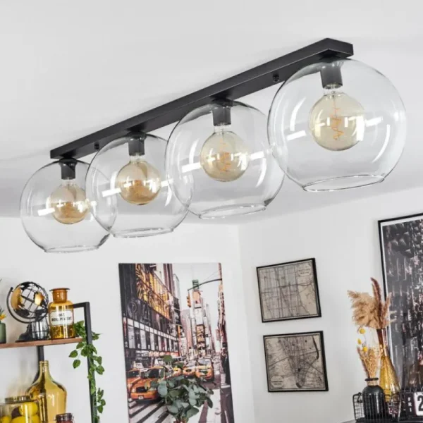 hofstein Plafonnier Verre 30 cm Koyoto Clair, 4 lumières* Lampes En Verre