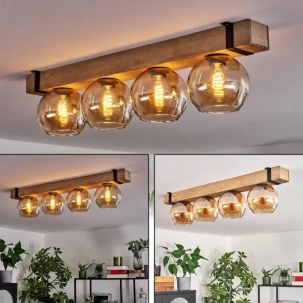 hofstein Plafonnier Verre 15cm Montgomery Écru, Noir, 4 lumières* Lampes Modernes