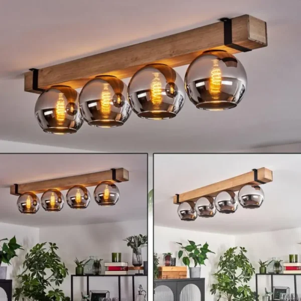 hofstein Plafonnier Verre 15cm Montgomery Écru, Noir, 4 lumières* Lampes Modernes