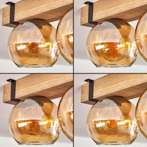 hofstein Plafonnier Verre 15cm Montgomery Écru, Noir, 4 lumières* Lampes Modernes