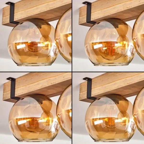 hofstein Plafonnier Verre 15cm Montgomery Écru, Noir, 4 lumières* Lampes Modernes