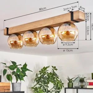 hofstein Plafonnier Verre 15cm Montgomery Écru, Noir, 4 lumières* Lampes Modernes