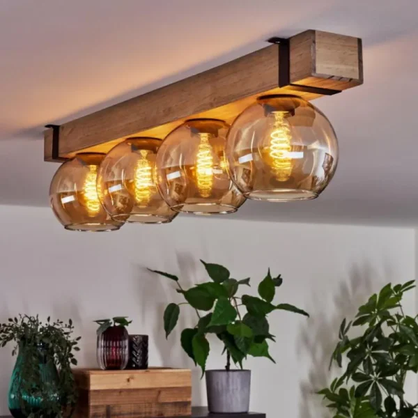 hofstein Plafonnier Verre 15cm Montgomery Écru, Noir, 4 lumières* Lampes Modernes