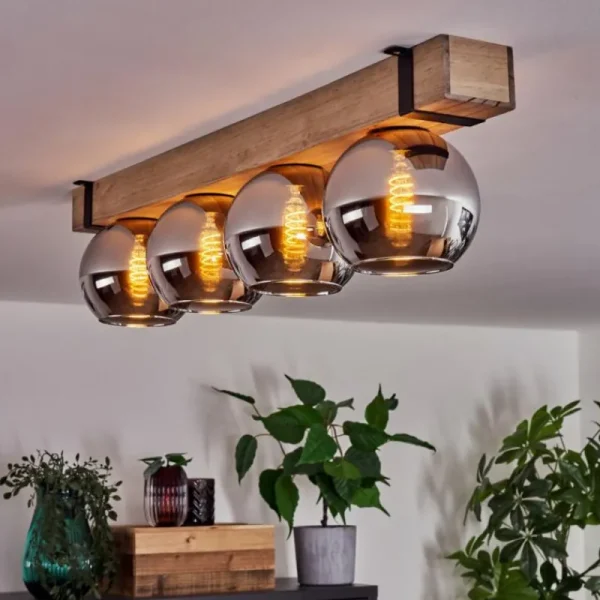 hofstein Plafonnier Verre 15cm Montgomery Écru, Noir, 4 lumières* Lampes Modernes