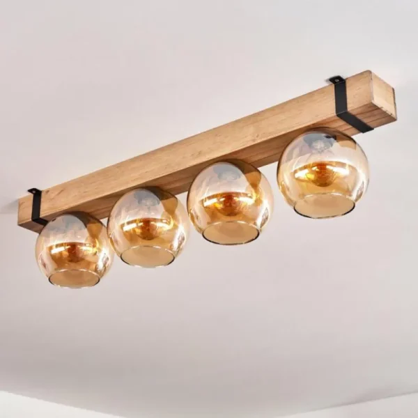 hofstein Plafonnier Verre 15cm Montgomery Écru, Noir, 4 lumières* Lampes Modernes