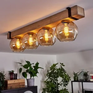 hofstein Plafonnier Verre 15cm Montgomery Écru, Noir, 4 lumières* Lampes Modernes