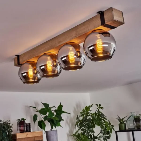hofstein Plafonnier Verre 15cm Montgomery Écru, Noir, 4 lumières* Lampes Modernes