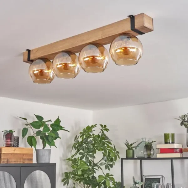 hofstein Plafonnier Verre 15cm Montgomery Écru, Noir, 4 lumières* Lampes Modernes