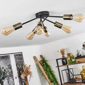 hofstein Plafonnier Vestjelland Laiton, Noir, 6 lumières* Lampes Modernes
