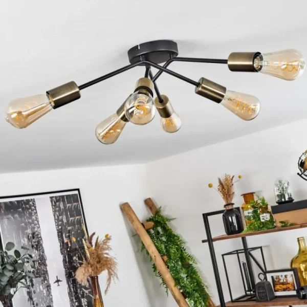 hofstein Plafonnier Vestjelland Laiton, Noir, 6 lumières* Lampes Modernes