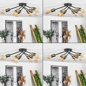 hofstein Plafonnier Vestjelland Laiton, Noir, 6 lumières* Lampes Modernes